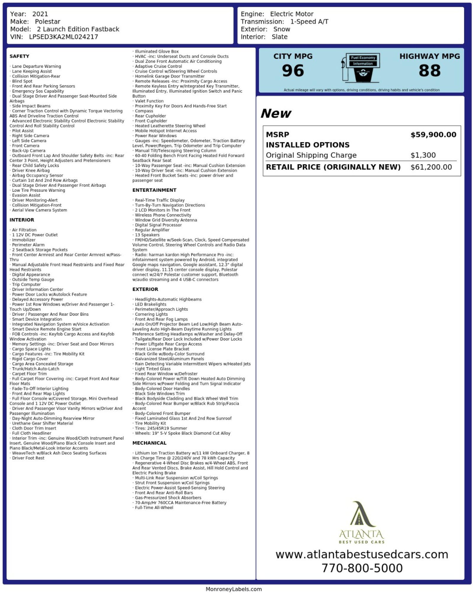 Used 2021 Polestar Polestar 2 AWD/4WD image 50