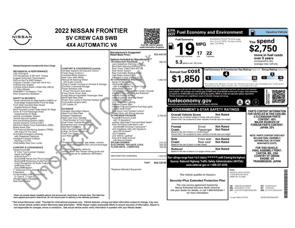 Used 2022 Nissan Frontier SV w/ SV Premium Package AWD/4WD image 52