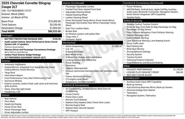 Certified 2025 Chevrolet Corvette Stingray Preferred Cpe w/ Battery Protection Package RWD image 5