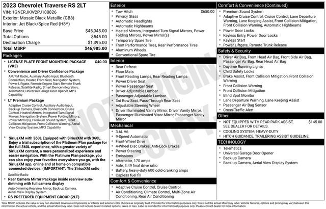 Certified 2023 Chevrolet Traverse RS FWD image 28