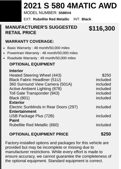 Used 2021 Mercedes-Benz S 580 4MATIC Sedan image 2