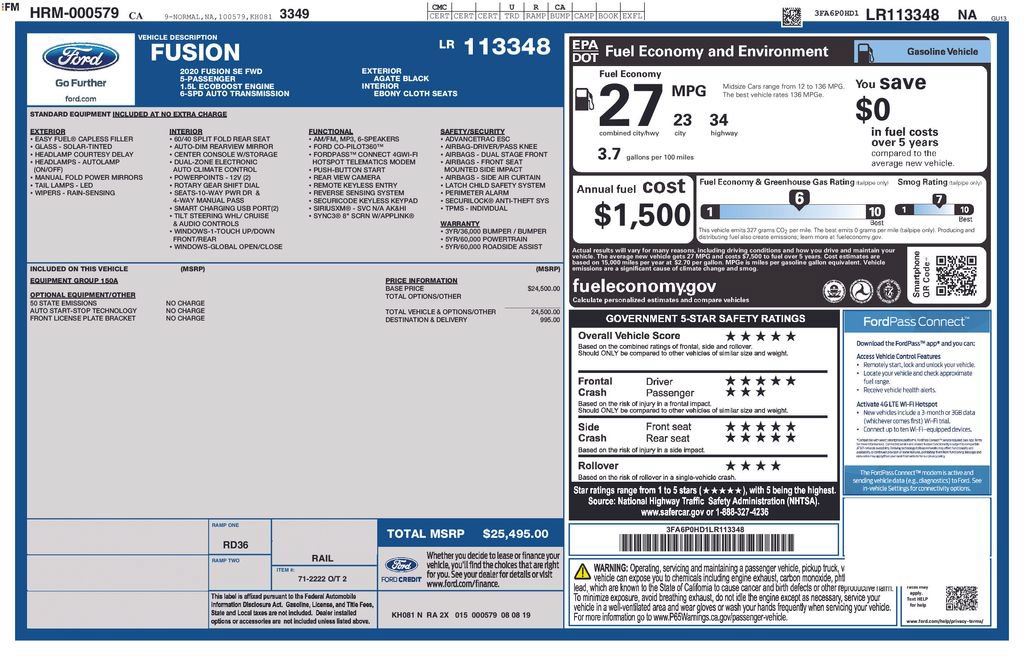 Used 2020 Ford Fusion SE FWD image 15