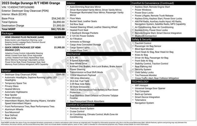 Certified 2023 Dodge Durango R/T w/ Hemi Orange Plus Package RWD image 8