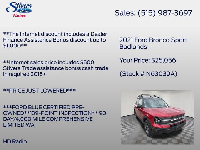 Certified 2021 Ford Bronco Sport Badlands w/ Badlands Package image 20