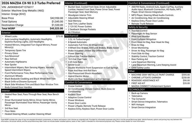 New 2026 MAZDA CX-90 3.3 Turbo w/ Preferred Package image 26