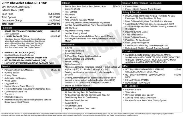 Certified 2022 Chevrolet Tahoe RST w/ Sport Performance Package image 31