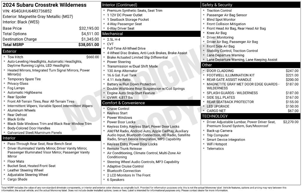 Certified 2024 Subaru Crosstrek 2.5i Wilderness AWD/4WD image 36