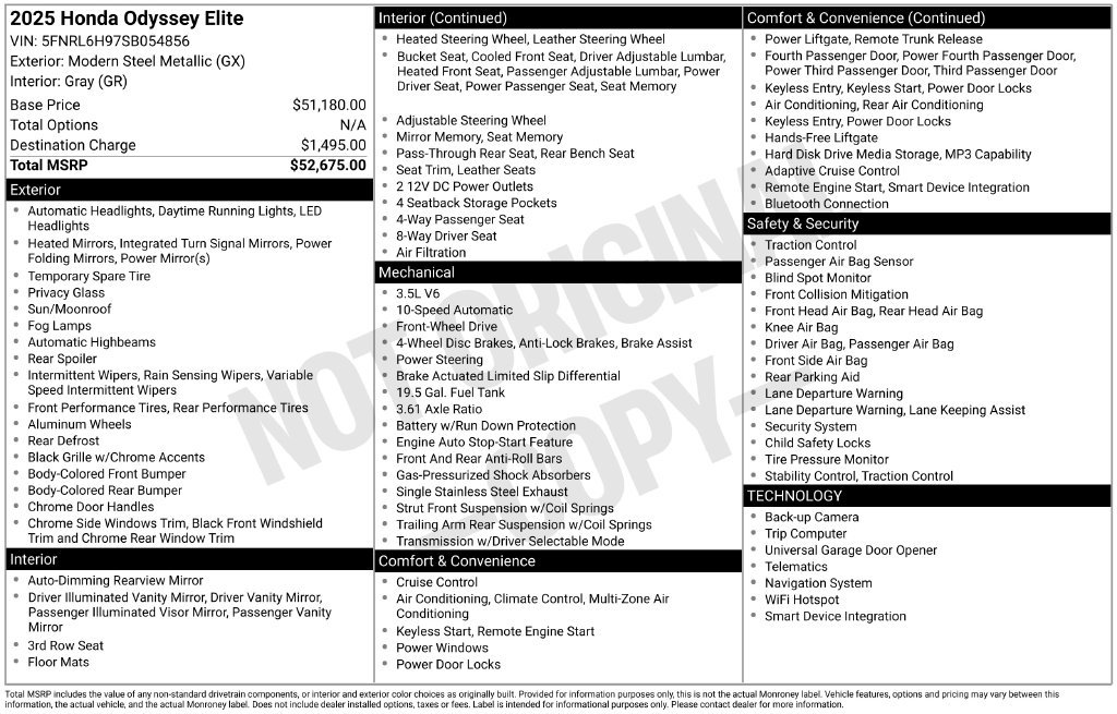 Used 2025 Honda Odyssey Elite image 21