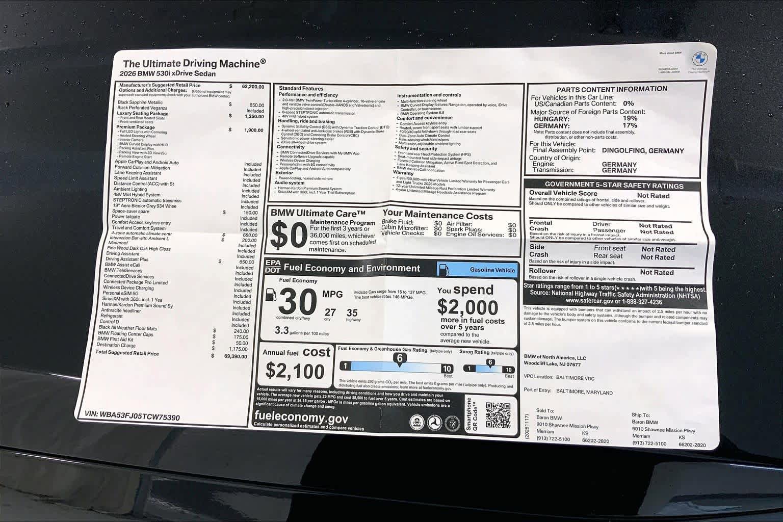 New 2026 BMW 530i xDrive w/ Premium Package AWD/4WD image 22