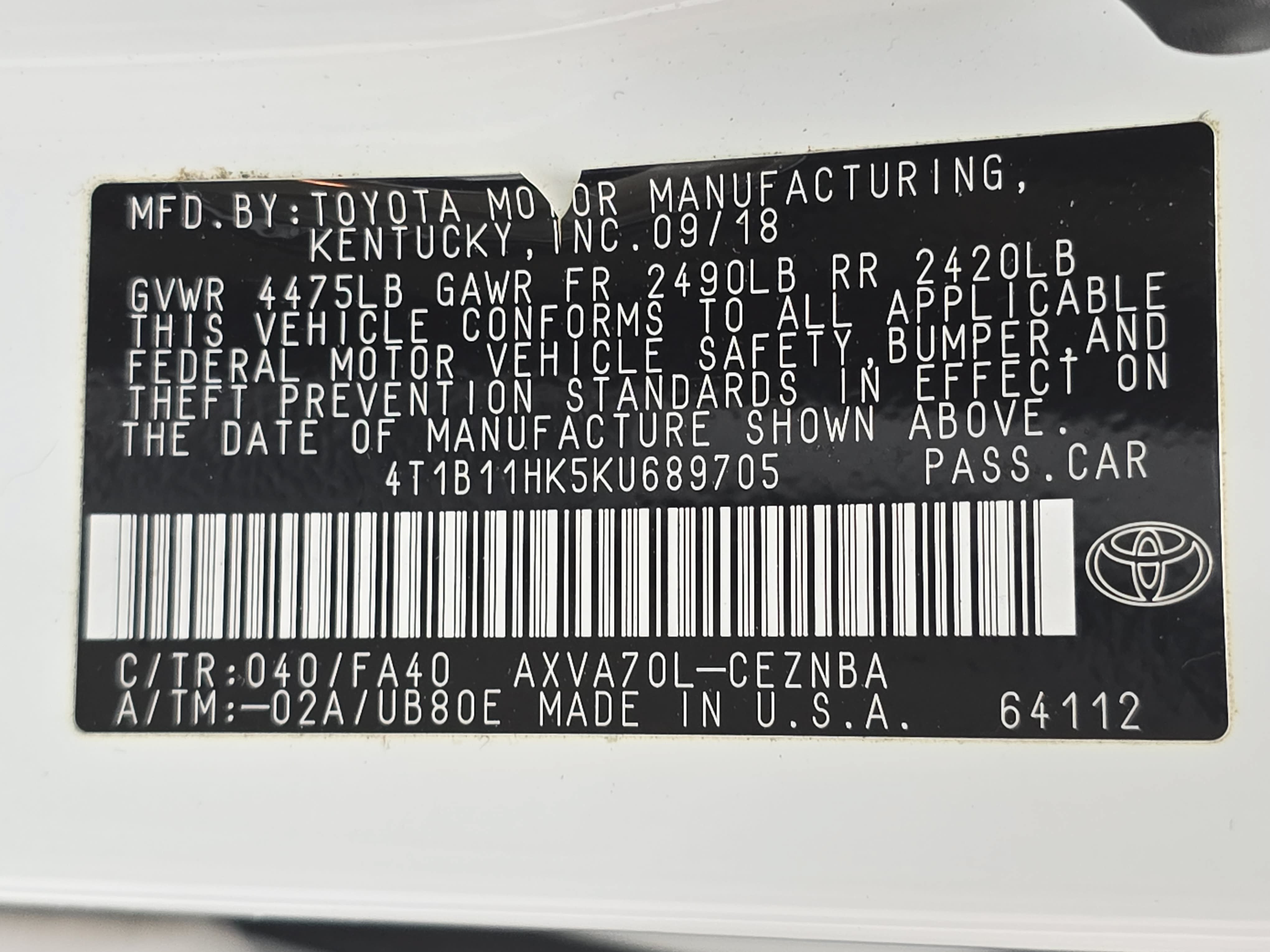 Used 2019 Toyota Camry LE FWD image 33