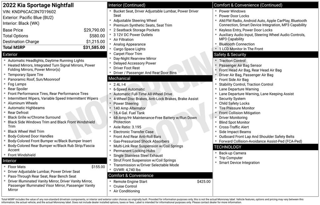 Certified 2022 Kia Sportage Nightfall Edition AWD/4WD image 9