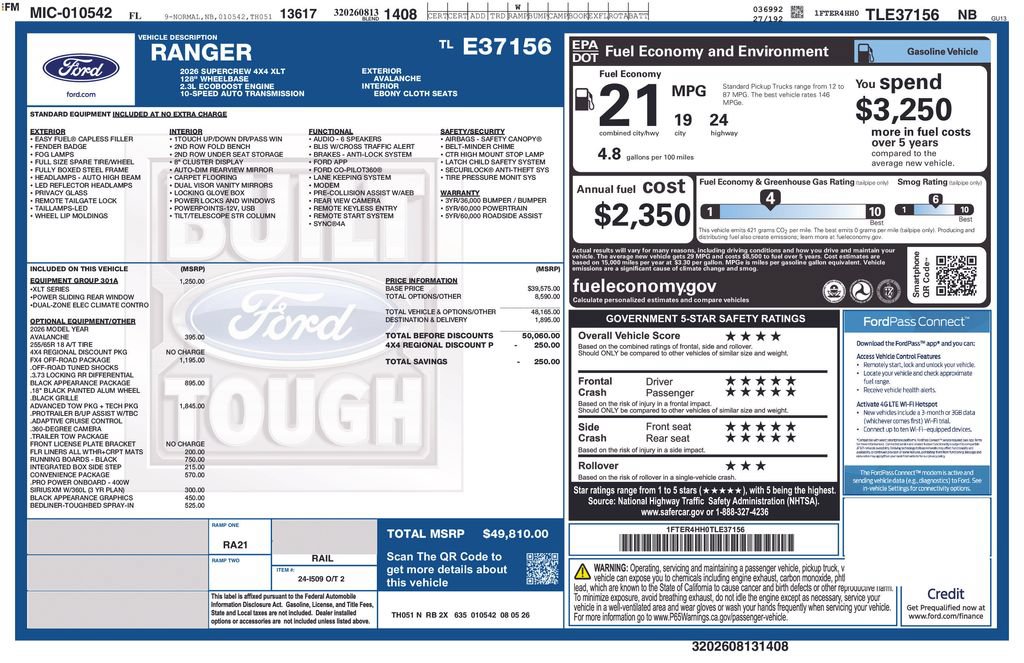 New 2026 Ford Ranger XLT AWD/4WD image 6