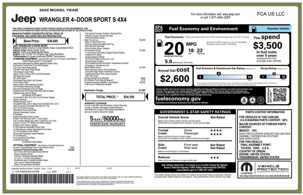 Used 2025 Jeep Wrangler Sport S image 12