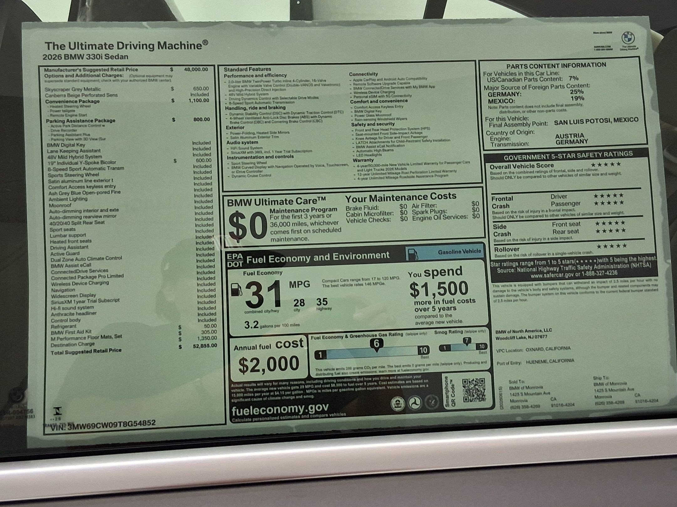 New 2026 BMW 330i Sedan w/ Convenience Package RWD image 94