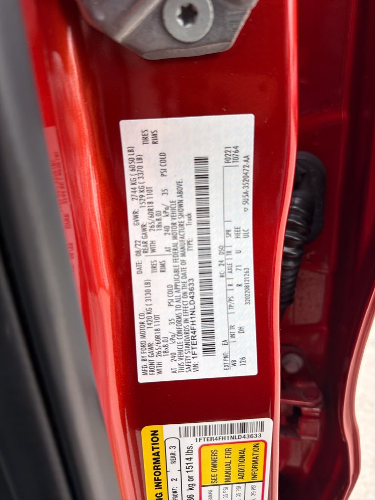 Used 2022 Ford Ranger Lariat w/ Equipment Group 501A High AWD/4WD image 33