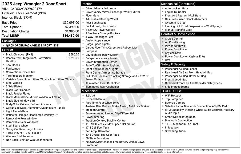 Certified 2025 Jeep Wrangler Sport AWD/4WD image 10