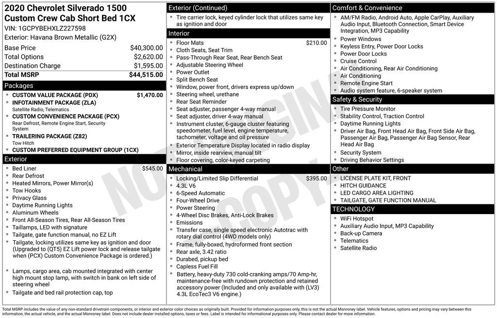 Used 2020 Chevrolet Silverado 1500 Custom w/ Custom Value Package AWD/4WD image 16
