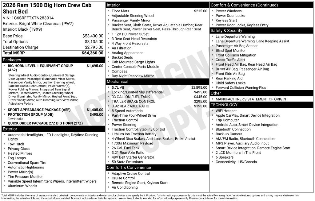 New 2026 RAM 1500 Big Horn AWD/4WD image 5