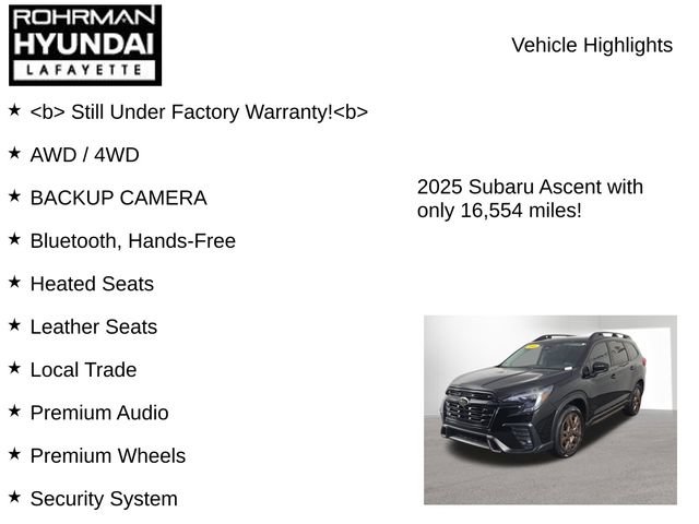 Used 2025 Subaru Ascent Bronze Edition w/ Popular Package #2 AWD/4WD image 7