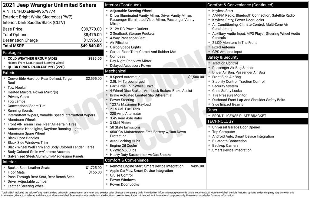 Used 2021 Jeep Wrangler Unlimited Sahara w/ Cold Weather Group image 29