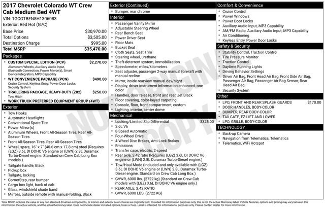 Used 2017 Chevrolet Colorado W/T w/ Custom Special Edition AWD/4WD image 6