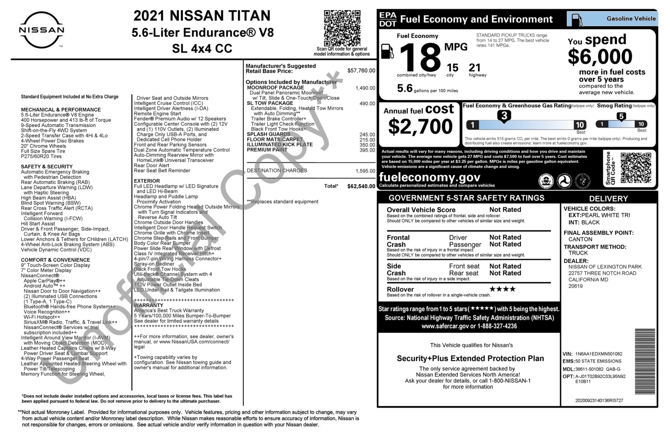 Used 2021 Nissan Titan SL w/ Moonroof Package AWD/4WD image 3