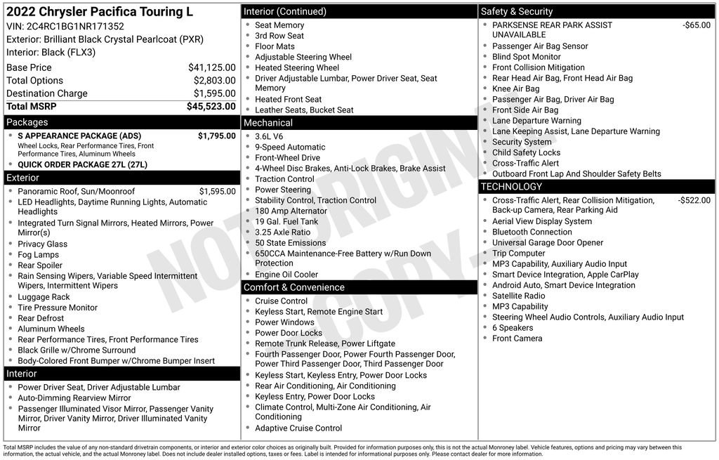 Used 2022 Chrysler Pacifica Touring-L w/ S Appearance Package FWD image 8