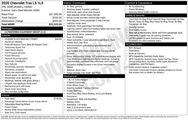 Certified 2020 Chevrolet Trax LS FWD image 5