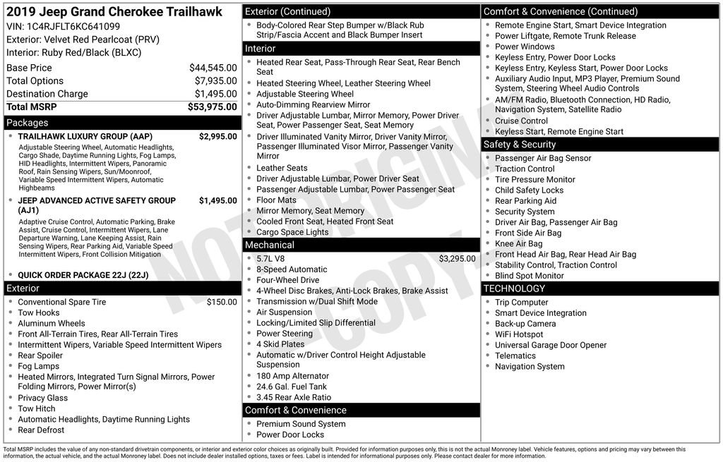 Used 2019 Jeep Grand Cherokee Trailhawk w/ Trailhawk Luxury Group image 37