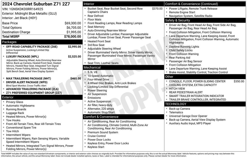 Certified 2024 Chevrolet Suburban Z71 w/ Off-Road Capability Package AWD/4WD image 54