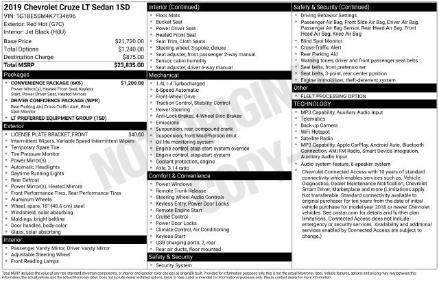 Used 2019 Chevrolet Cruze LT w/ Convenience Package FWD image 31