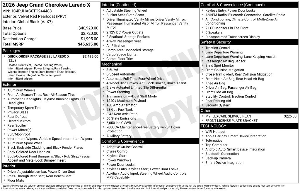 New 2026 Jeep Grand Cherokee Laredo X AWD/4WD image 4