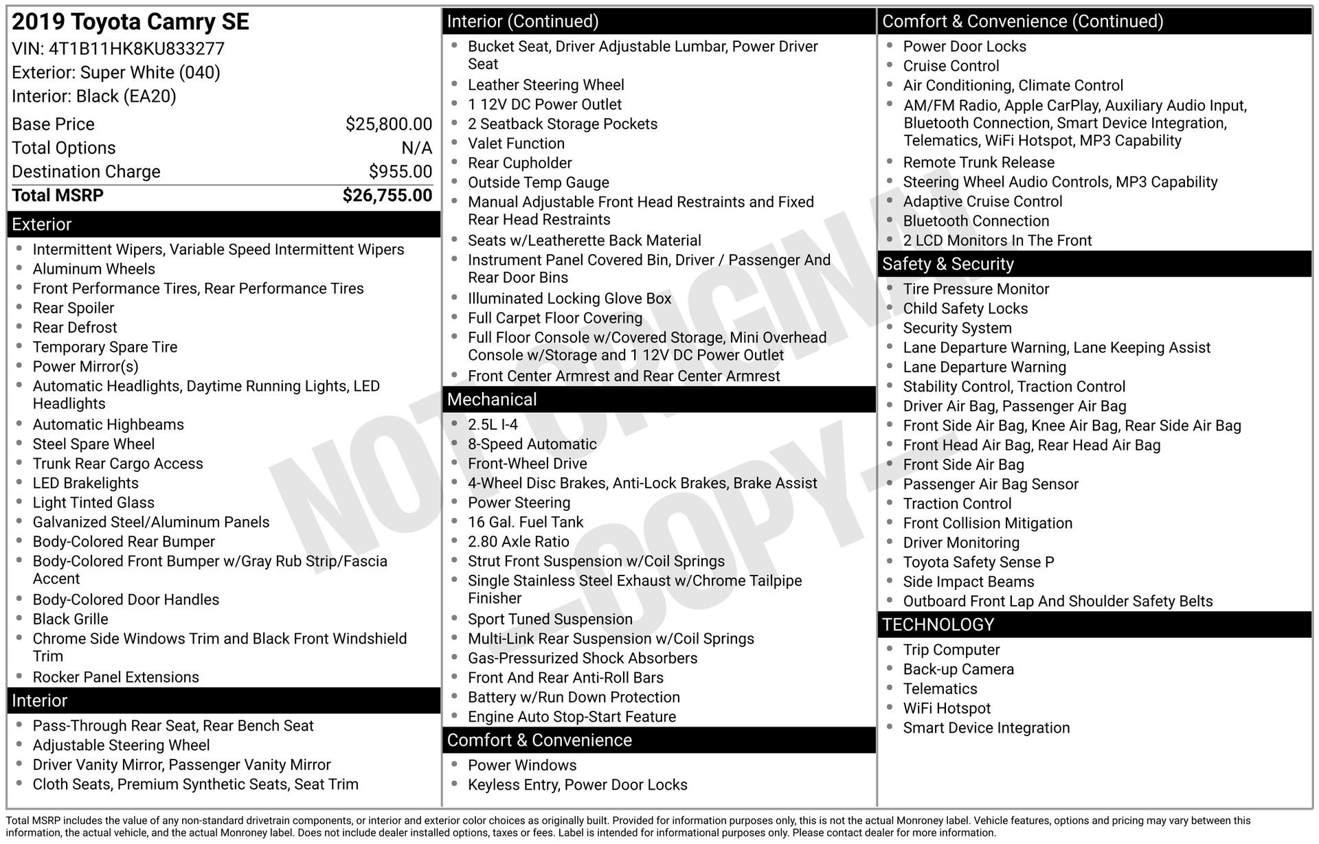 Used 2019 Toyota Camry SE image 3