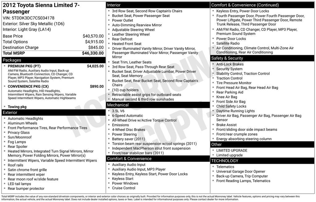 Used 2012 Toyota Sienna Limited w/ Premium Pkg image 6