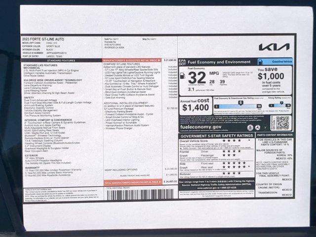 Used 2023 Kia Forte GT-Line w/ GT-Line Premium Package FWD image 27