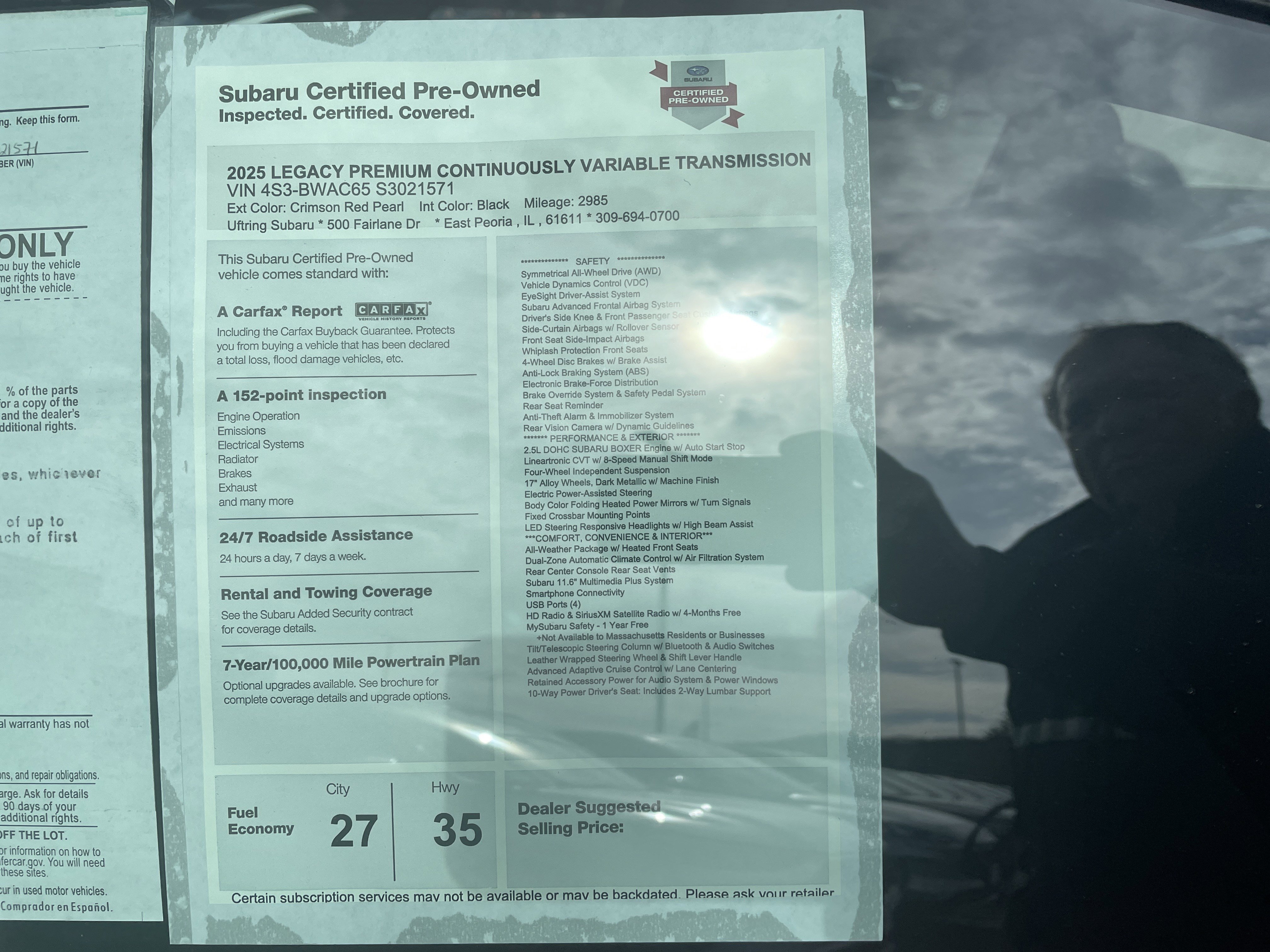 Certified 2025 Subaru Legacy Premium image 11