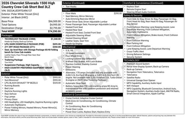 New 2026 Chevrolet Silverado 1500 High Country w/ Technology Package AWD/4WD image 2