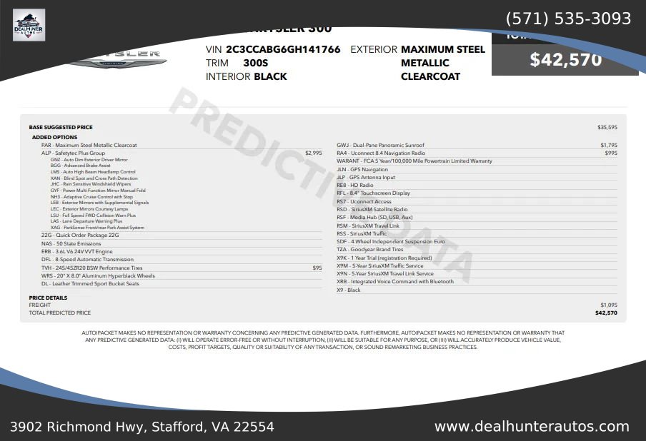 Used 2016 Chrysler 300 S w/ Safetytec Plus Group RWD image 1