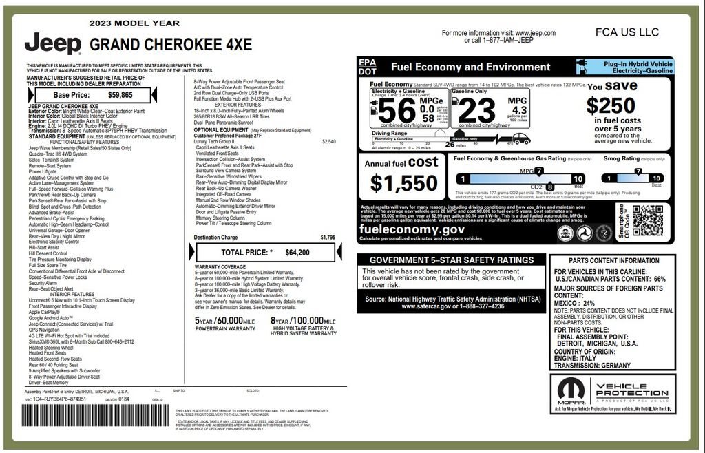 Certified 2023 Jeep Grand Cherokee 4WD 4xe w/ Luxury Tech Group II image 3