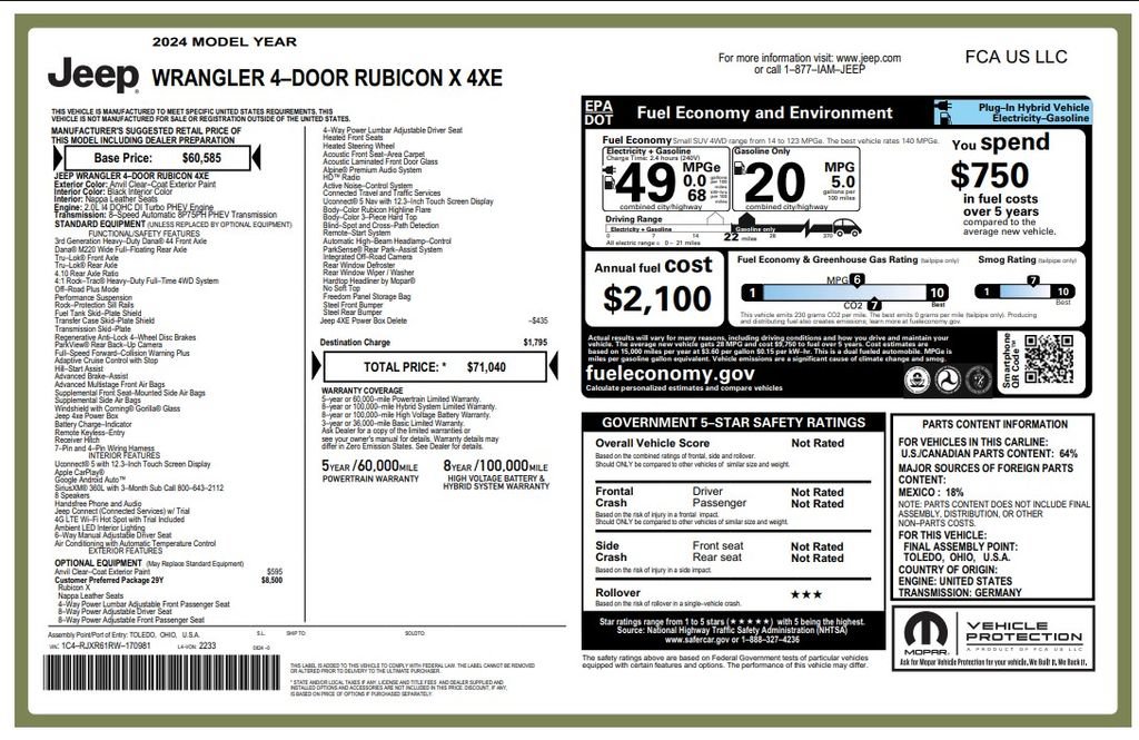 Used 2024 Jeep Wrangler Unlimited Rubicon 4xe AWD/4WD image 4