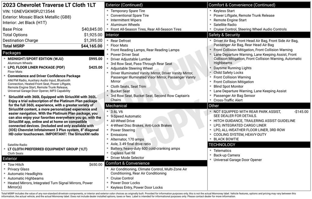 Used 2023 Chevrolet Traverse LT w/ Midnight/Sport Edition image 6