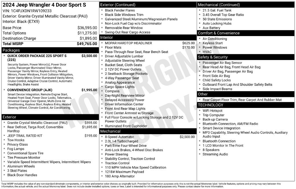 Used 2024 Jeep Wrangler Unlimited Sport AWD/4WD image 5