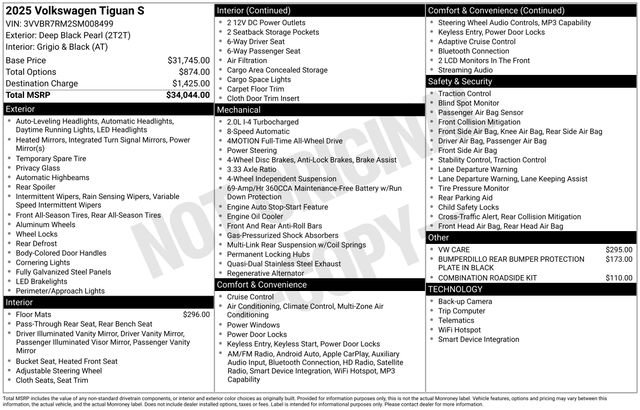 Used 2025 Volkswagen Tiguan S AWD/4WD image 11
