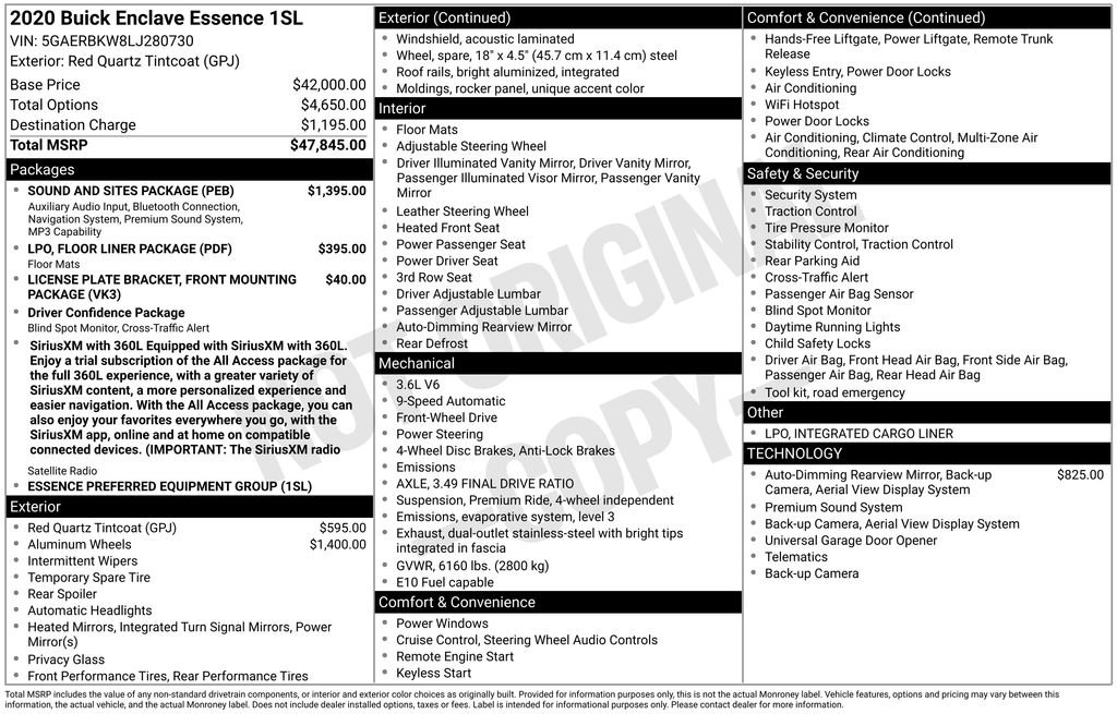Used 2020 Buick Enclave Essence w/ Sound and Sites Package FWD image 6