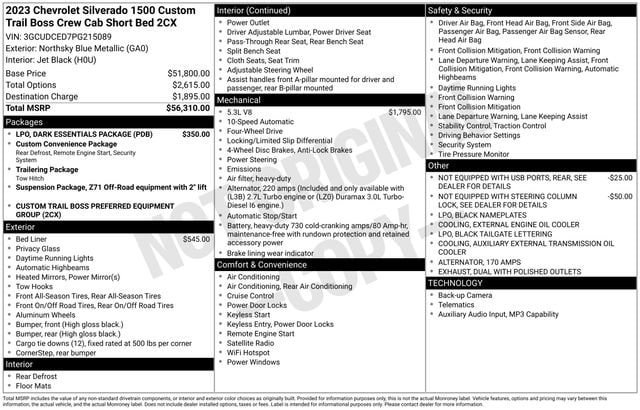 Used 2023 Chevrolet Silverado 1500 Custom Trail Boss w/ LPO, Dark Essentials Package AWD/4WD image 38