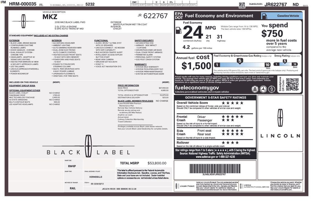 Used 2018 Lincoln MKZ Black Label w/ Technology Package image 10