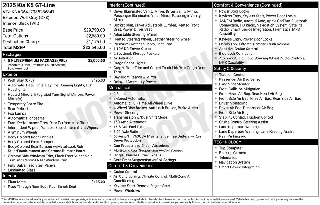 Certified 2025 Kia K5 GT-Line w/ GT-Line Premium Package AWD/4WD image 7