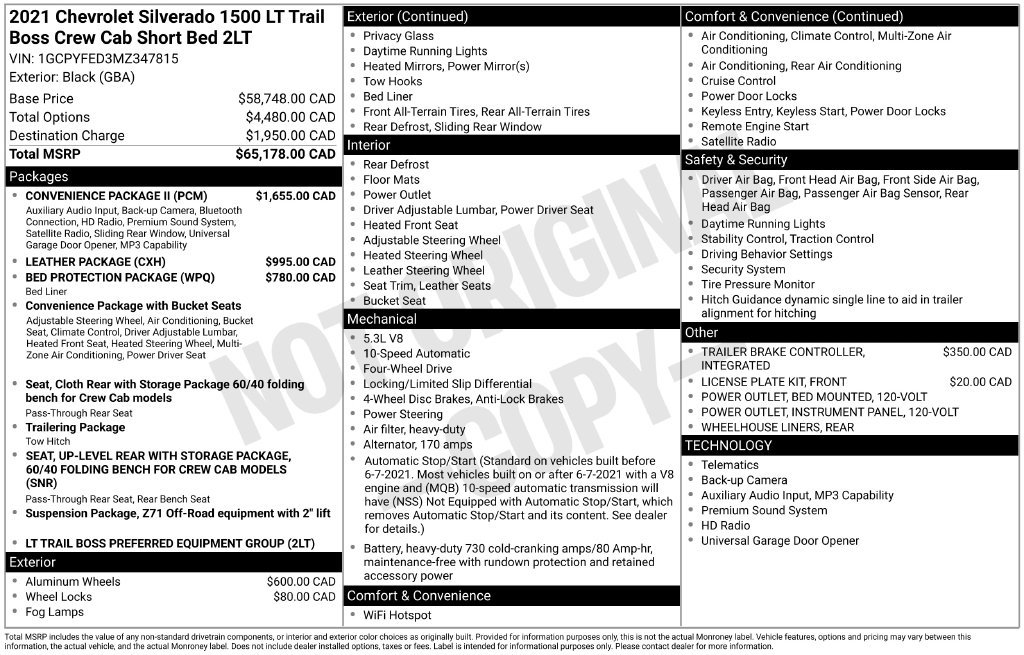 Used 2021 Chevrolet Silverado 1500 LT Trail Boss w/ Convenience Package II AWD/4WD image 30