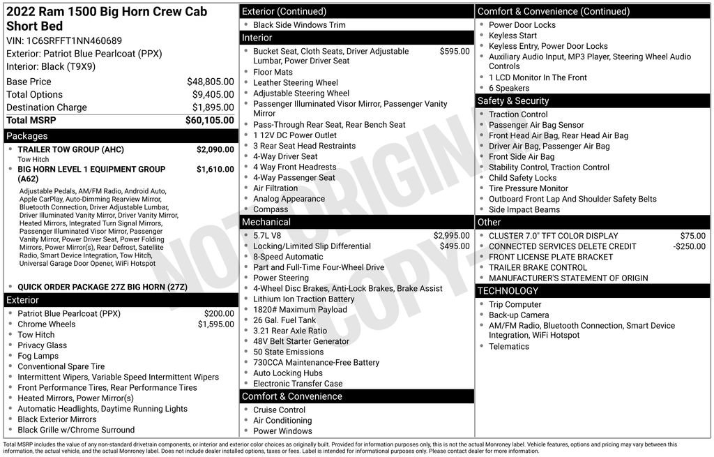 Used 2022 RAM 1500 Big Horn w/ Trailer Tow Group AWD/4WD image 6