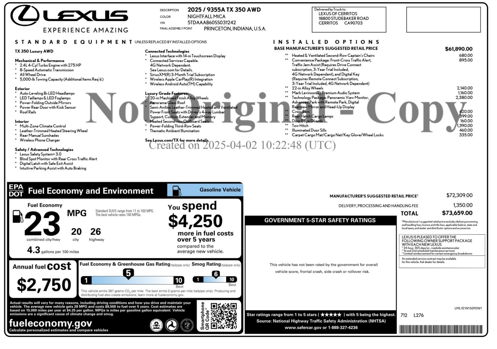 Used 2025 Lexus TX 350 AWD w/ Technology Package image 60